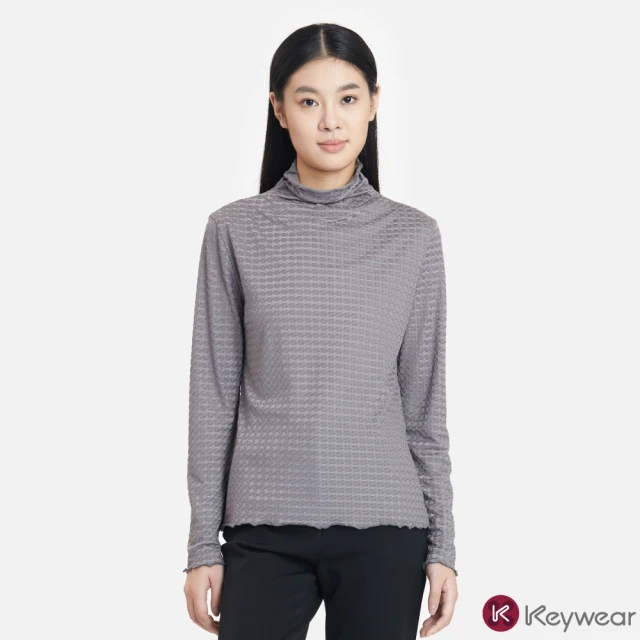 KeyWear 奇威名品 立體壓紋親膚高領上衣(共2色)折扣