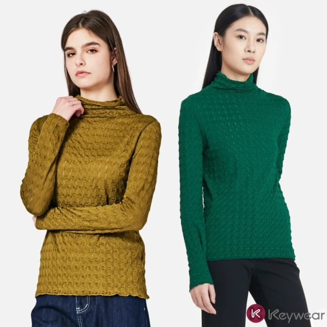 KeyWear 奇威名品KeyWear 奇威名品 立體壓紋親膚高領上衣(共2色)