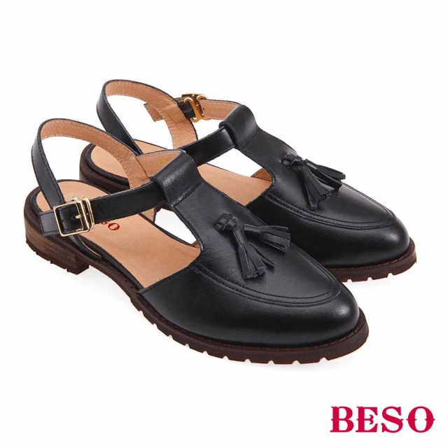 A.S.O 阿瘦集團 BESO 質感牛皮流蘇復古學院風低跟鞋 A.S.O 阿瘦集團 BESO 質感牛皮流蘇復古學院風低跟鞋(黑色)