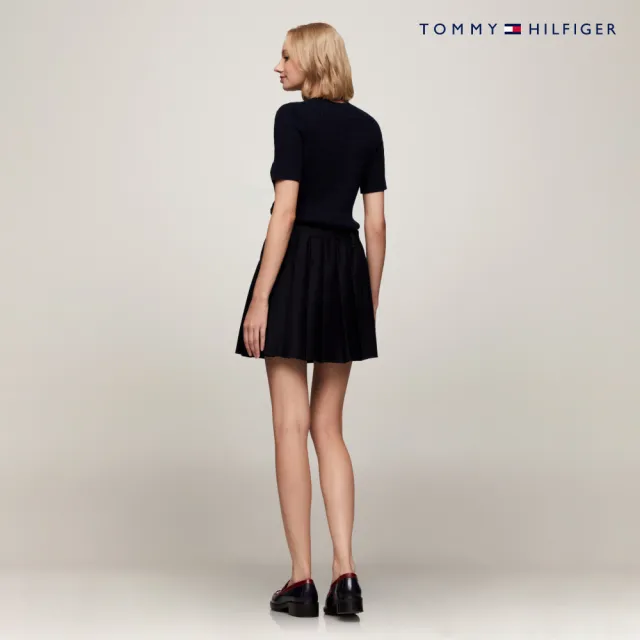 【TOMMY HILFIGER】官方旗艦館 Jenny 絞花針織短袖毛衣_藍色