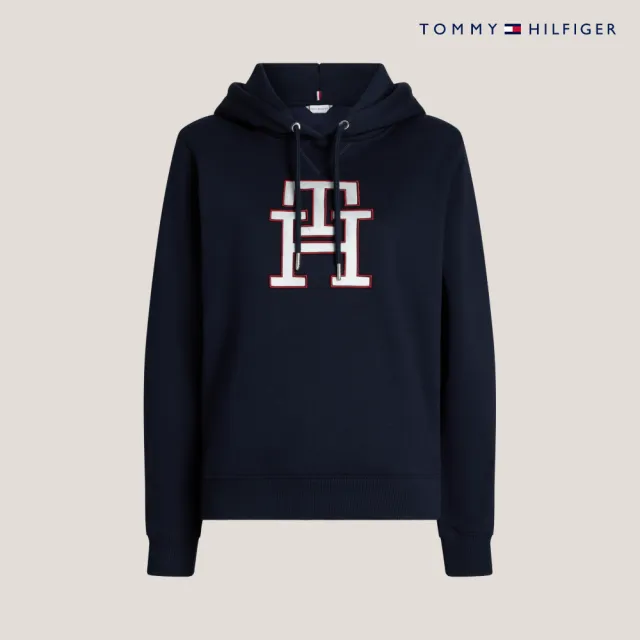 【TOMMY HILFIGER】官方旗艦館 現代 Monogram 標誌連帽衛衣_藍色