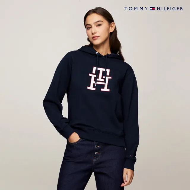 【TOMMY HILFIGER】官方旗艦館 現代 Monogram 標誌連帽衛衣_藍色