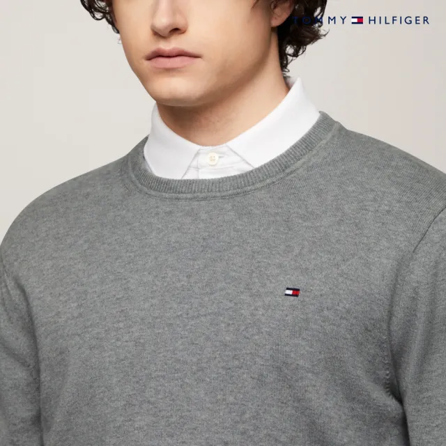 【TOMMY HILFIGER】官方旗艦館 Signature圓領毛衣_灰色