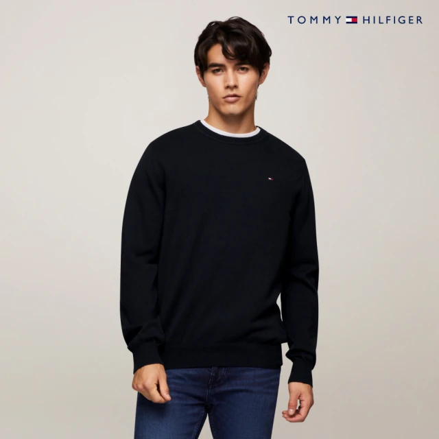 Tommy Hilfiger 官方旗艦館 Signature圓領毛衣_藍色