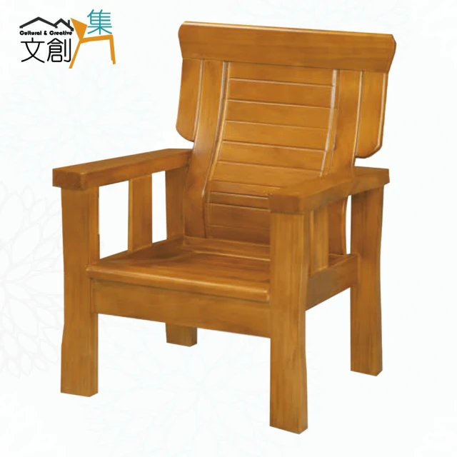 文創集 艾布樟木色單人座實木椅(附贈布質坐墊) 推薦