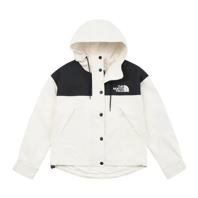 The North Face 北臉 外套 女 運動連帽外套 防潑水 衝鋒衣 亞規 W REIGN ON JACKET 米白黑 NF0A8DGKROU