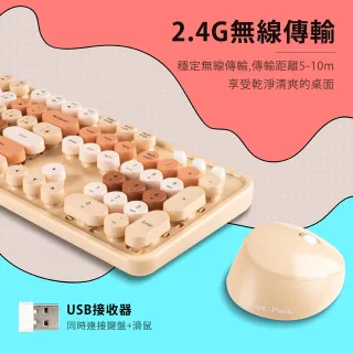 【PC Park】D300 復古打字機設計 無線鍵鼠組 焦糖棕/莓果粉/汽水藍(鍵盤)