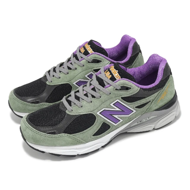 NEW BALANCE 休閒鞋 990 V3 男鞋 綠紫黑 美製 拼接 麂皮 緩衝 碳板 經典 NB(M990TC3-D)