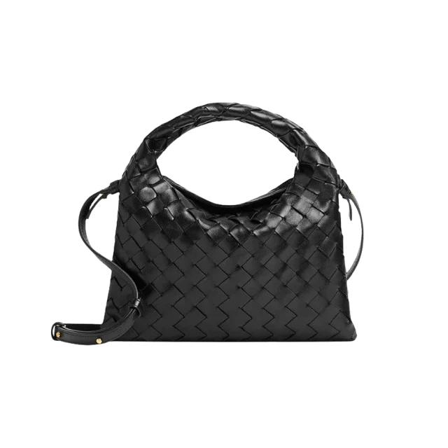 BOTTEGA VENETA 寶緹嘉 777586 黑 Mini Hop(牛皮編織 手提斜背包)