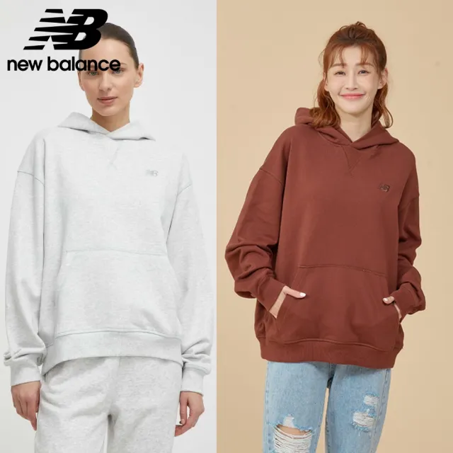 【NEW BALANCE】NB 長袖連帽上衣_女性_咖啡/淺灰色_WT41537AHH_WT41537ROK(美版 版型偏大)