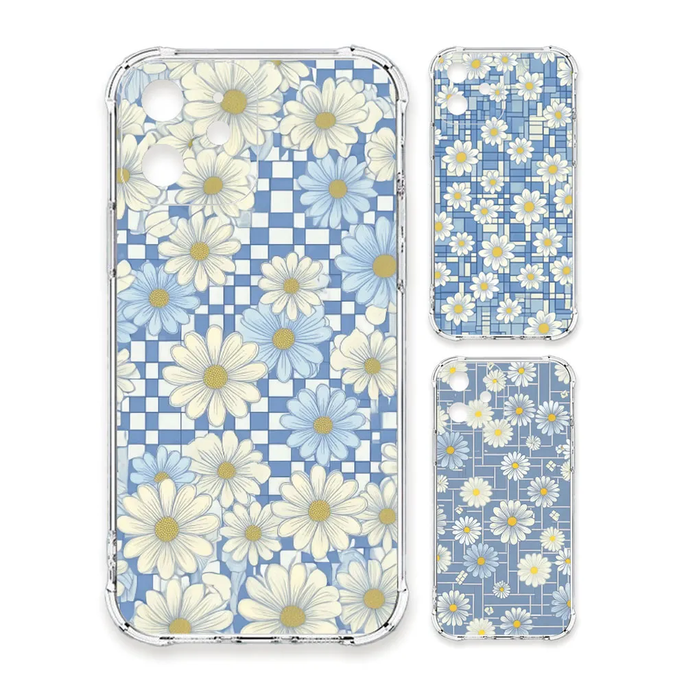 【TRON】三星A系列 日方格小雛菊系列 四角防摔軟殼手機殼(A71/ A70/ A42/ A35/ A34/ A33/ A31/ A15/ A9)