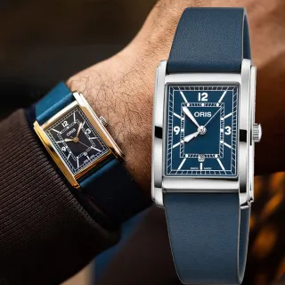 【ORIS 豪利時】Rectangular 知性簡約機械腕錶-25.5x38mm藍(0156177834065-0751917)