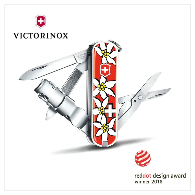【VICTORINOX 瑞士維氏】Nail Clip 580 8用瑞士刀/瑞士國花(0.6463.840)