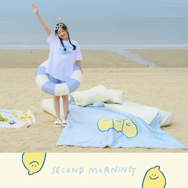 翔仔居家 長絨棉雙層紗 薄被套床包組3件組-GREENERY