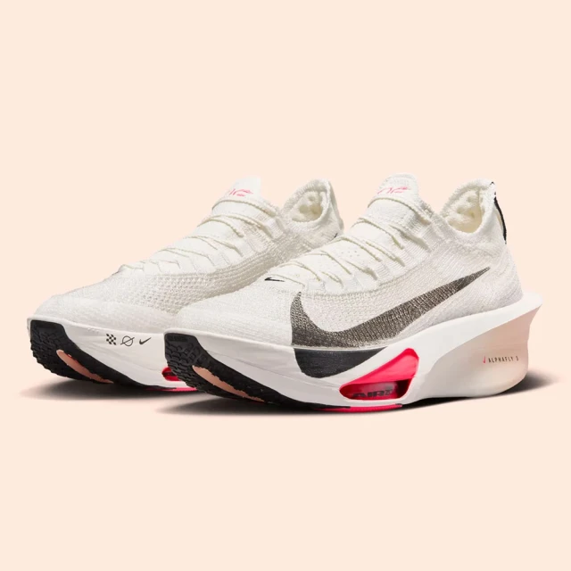 NIKE 耐吉NIKE 耐吉 慢跑鞋 Alphafly 3 ZoomX 男鞋 緩震 穩定 包覆 馬拉松 高階跑鞋 白色 粉色(FD8311-103)