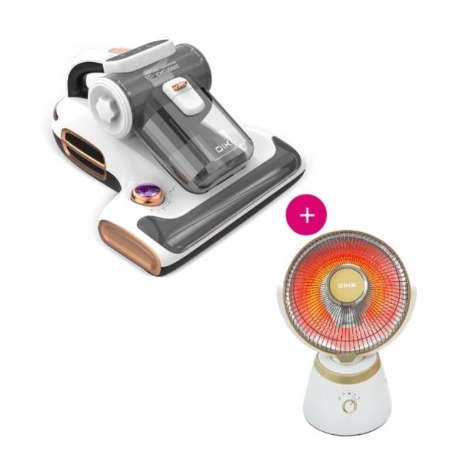 【DIKE】15Kpa氣旋超聲波UV紫外線智能除蟎機(HCF310)+10吋擺頭瞬熱式碳素電暖器/暖氣機/電暖扇(HLE400WT)