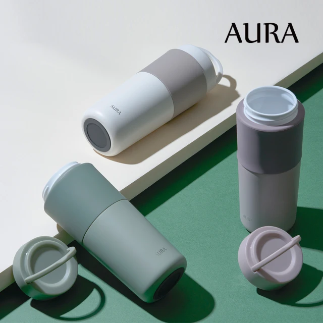 AURA 艾樂 陶瓷保溫杯超值組_提手525ml+隨行800ml(隨行杯/保溫杯瓶)