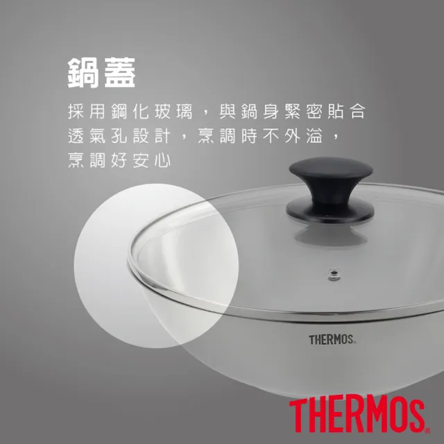 【THERMOS膳魔師】獨家專售_不鏽鋼含蓋單柄炒鍋28cm+不鏽鋼單柄湯鍋牛奶鍋18cm(LPD-28HB-S+MLK-S18)