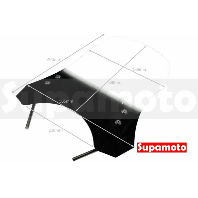 【Supamoto】通用擋風鏡—加長淺灰(風鏡/復古/整流罩/檔車/街車/CT125/CB350/機車改裝)