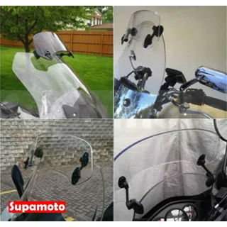 【Supamoto】加高擋風鏡—E透明(雙支架/整流罩/檔車/大羊/速可達/ADV/通用/街車/仿賽/可調/機車改裝)