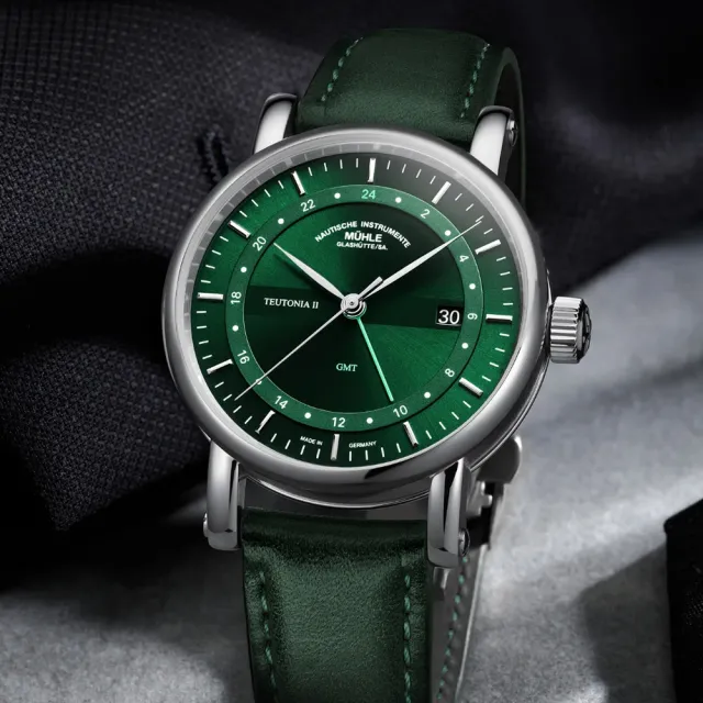 【GLASHUTTE】格拉蘇蒂．莫勒 Teutonia II GMT 經典系列M1-33-96-LB-II  森林綠機械手錶(機械錶 男錶)
