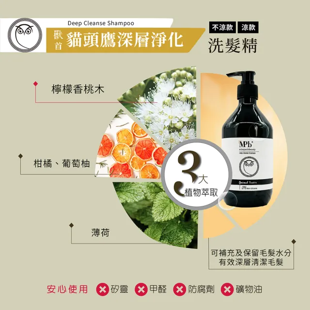 【MPB 巴黎小姐】獸首系列洗髮精500mlx2入(草本保濕 控油 深層清潔 賦活養護 無矽靈 天然蓬鬆 洗髮乳)