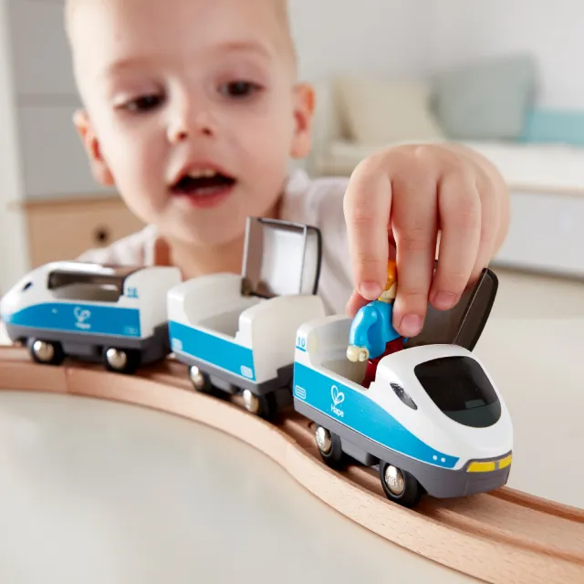 【德國Hape】城市科技列車-7件組(軌道遊戲/家家酒玩具/木製玩具/木頭玩具)