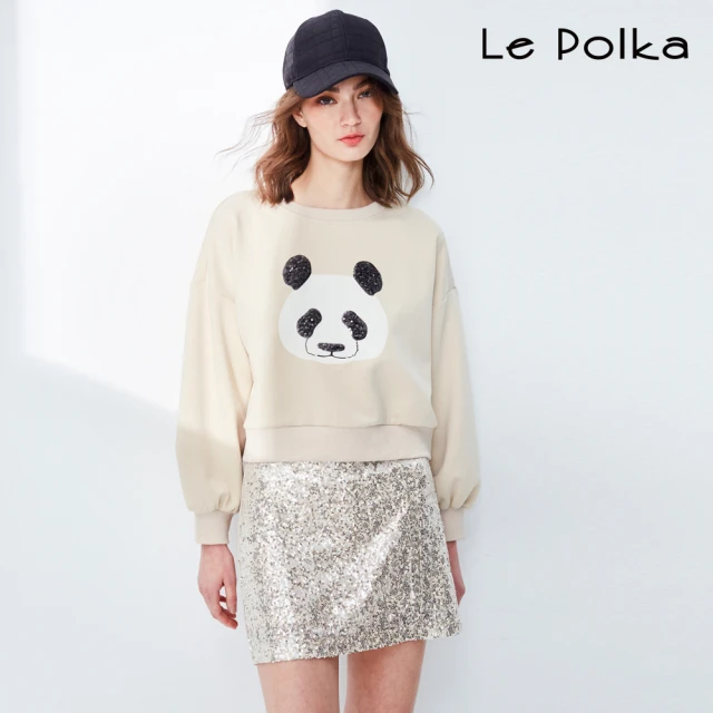 Le Polka 銀色精緻亮片短窄裙-女(禮服)