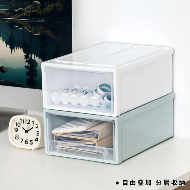 【ONE HOUSE】面寬18_5L可堆疊抽屜收納箱 2入 (單抽/日式/無印風/整理箱/收納櫃)
