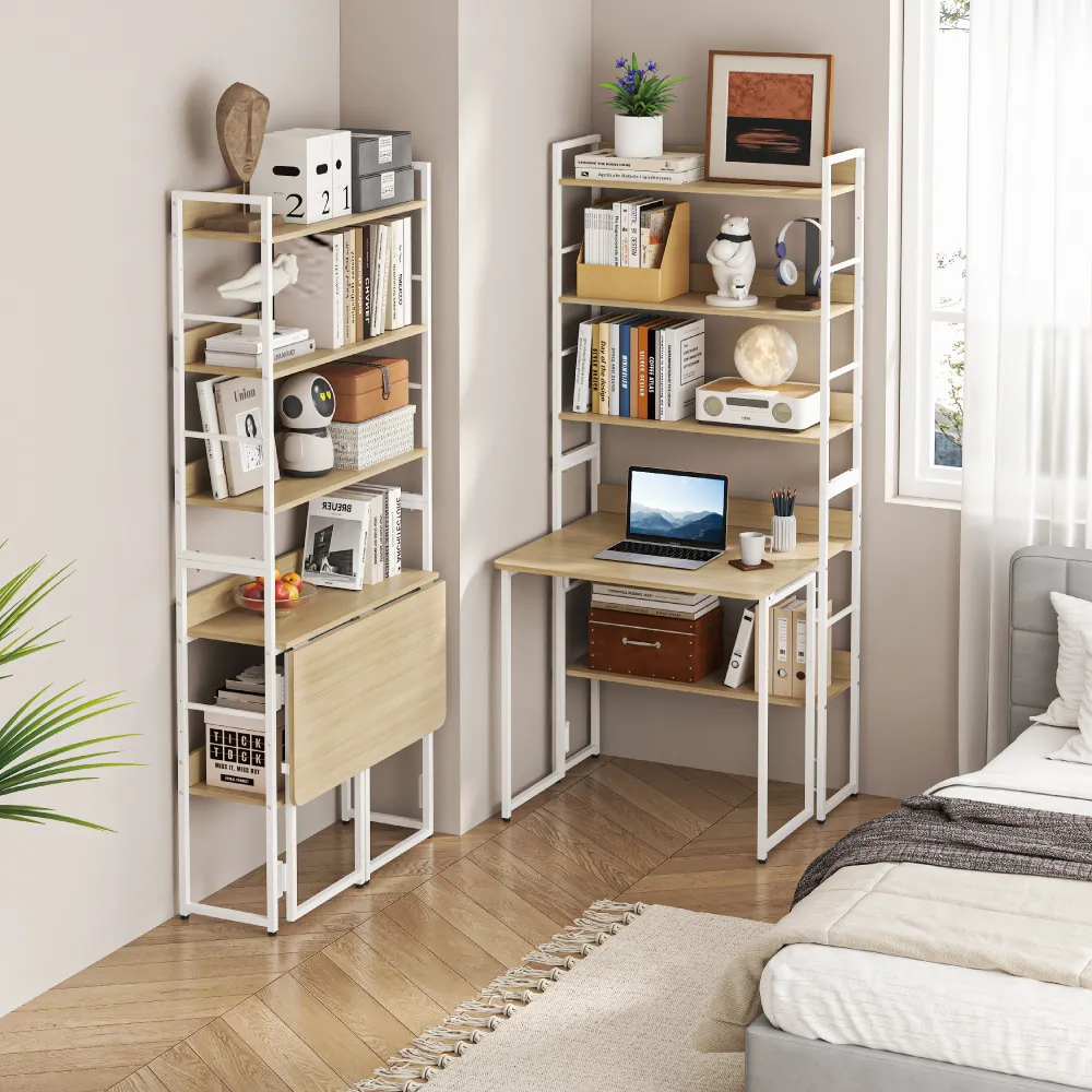 【慢慢家居】省空間摺疊書桌書架摺疊桌(電腦桌 學習桌)