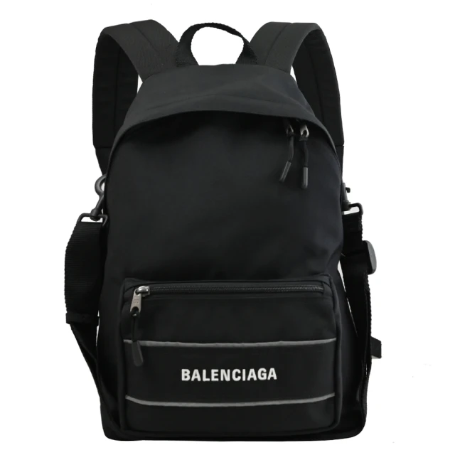 Balenciaga 巴黎世家 電繡品牌LOGO帆布三用斜背/手提/後背包(黑)