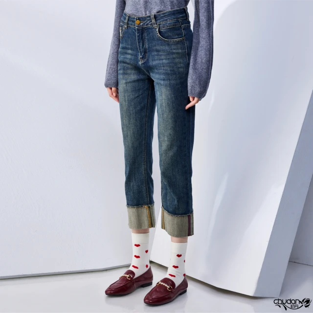Chudan 初丹Chudan 初丹 棉質反折牛仔九分褲