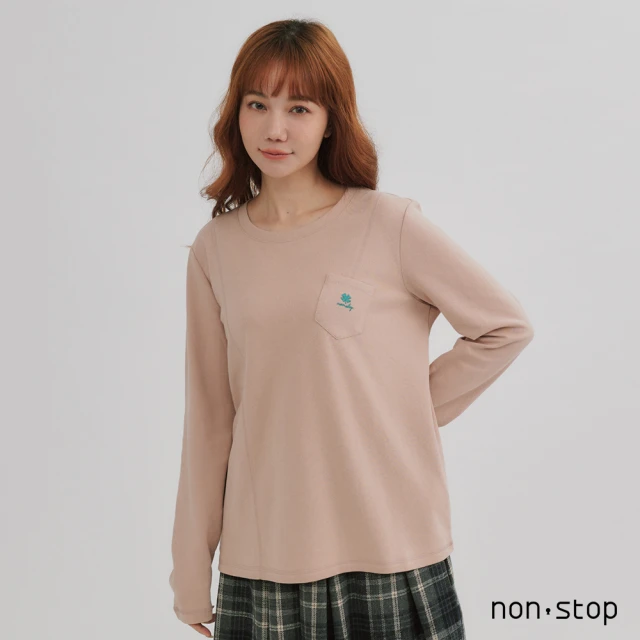 non-stop 基礎百搭袋飾長袖T恤-2色好評推薦