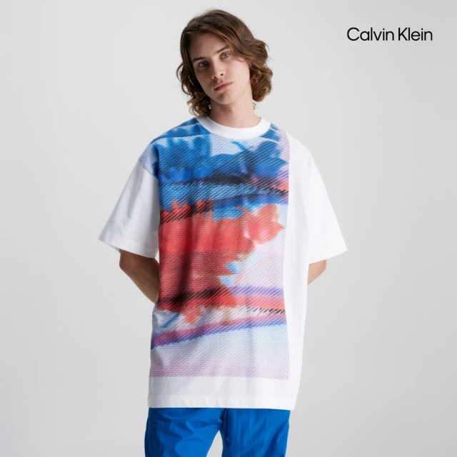 Calvin Klein 官方旗艦館 CK 寬鬆印花T恤_白色