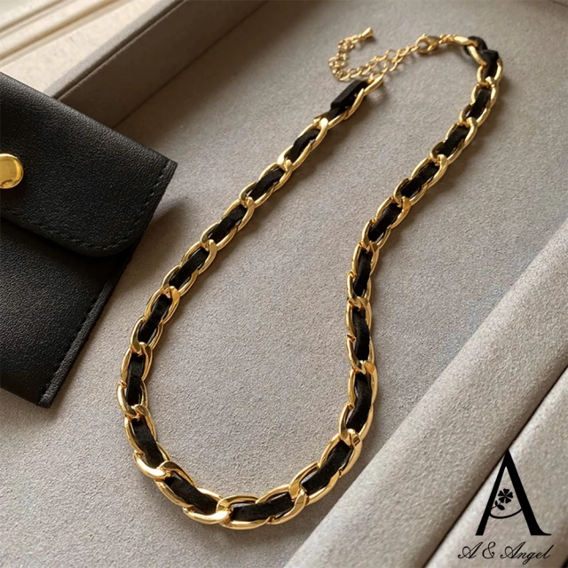 ANGEL 暗黑編織皮質麻花拼色金屬項鍊(金色)好評推薦