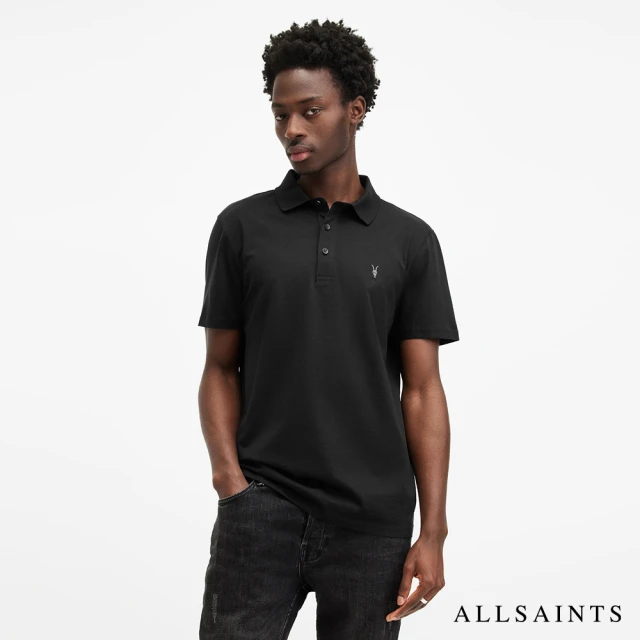ALLSAINTSALLSAINTS REID 公羊頭骨絲光短袖POLO衫-黑 M076PA(修身版型)