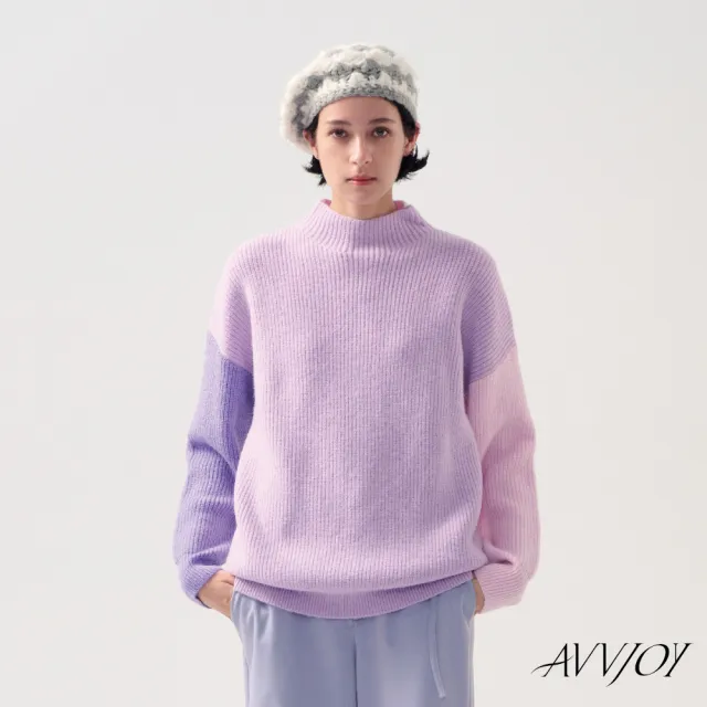 【AVVJOY 艾薇卓爾】落肩雙色袖毛衣(羊毛 毛衣 針織衫 針織毛衣 針織上衣 長袖毛衣 CLA0381TP)（其他規格）