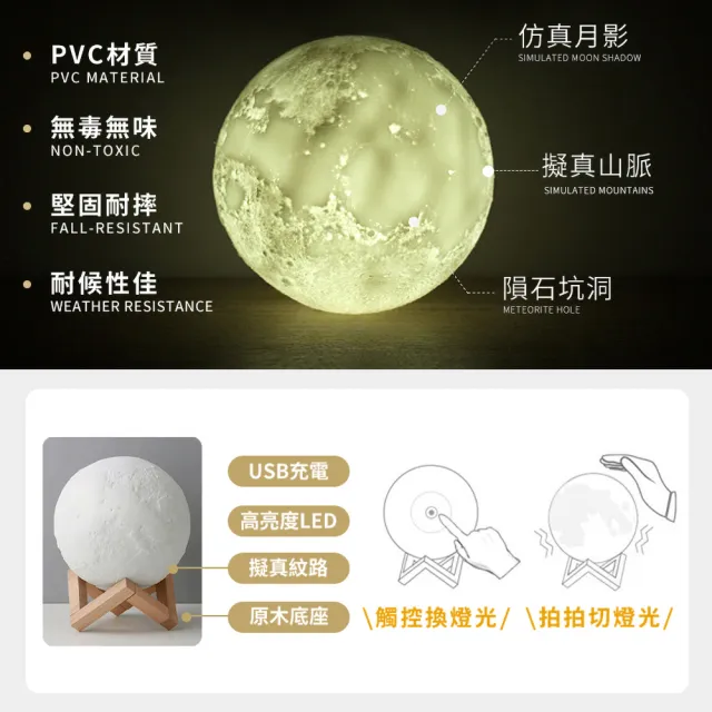 【DREAMCATCHER】星球拍拍燈 15cm(月亮燈 月球燈 交換禮物 地球儀 小夜燈 星空燈 地球燈)