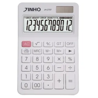 【JINHO 京禾】鑽石紋面板小香風太陽能雙電源JH-2797-鑽石白(國考計算機 辦公室用品)