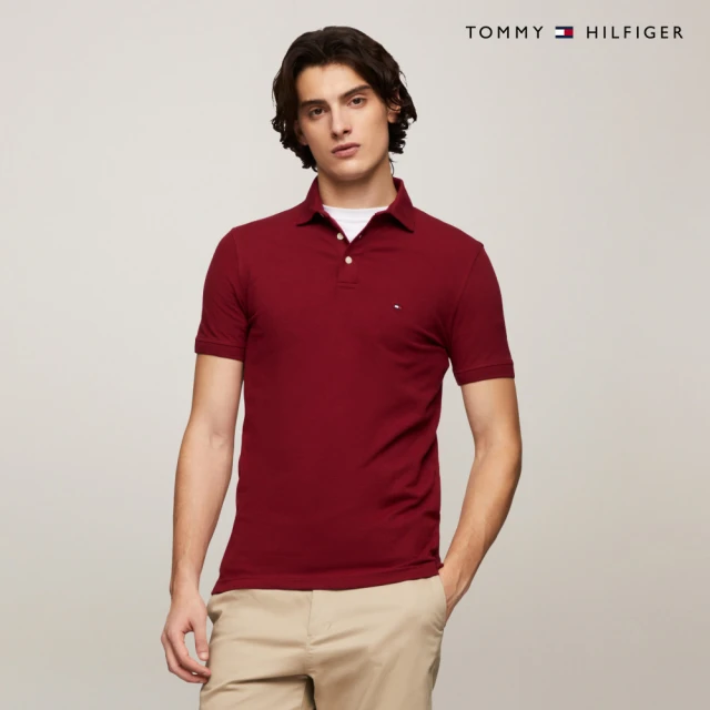 Tommy Hilfiger 官方旗艦館 修身版型彈力 Polo 衫_紅色