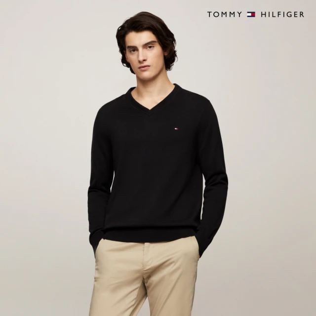 Tommy Hilfiger 官方旗艦館 基本款 V 領毛衣_黑色