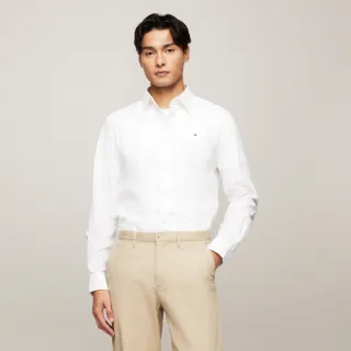 【Tommy Hilfiger】官方旗艦館 彈性棉府綢襯衫_裸色