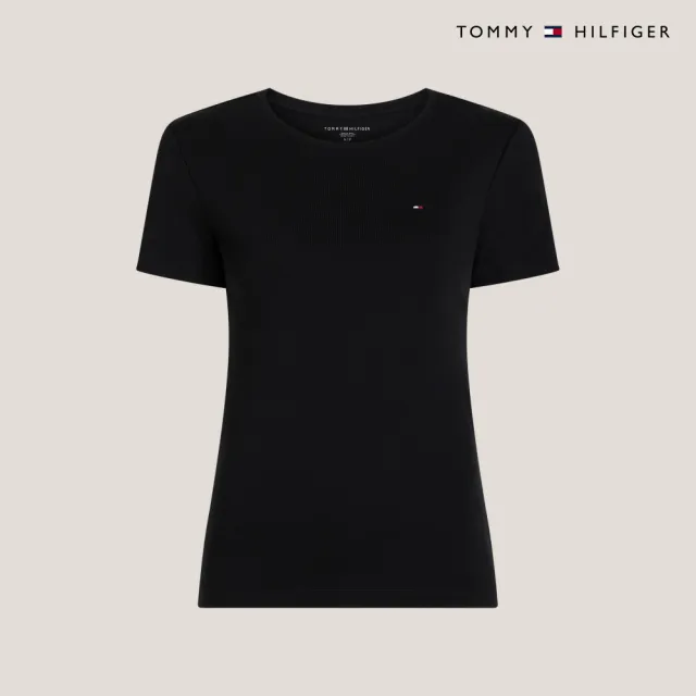 【TOMMY HILFIGER】官方旗艦館 旗幟刺繡圓領 T 恤_黑色