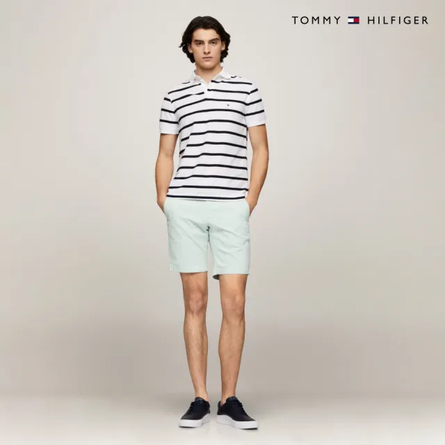 【TOMMY HILFIGER】官方旗艦館 精緻條紋彈性 Polo 衫_裸色