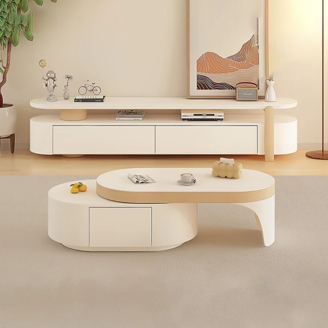 Josie 實木巖板茶几電視櫃組合(岩板茶几 茶幾 茶幾桌 客廳桌 長櫃 視聽櫃)