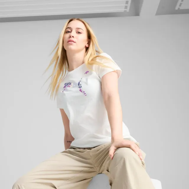 【PUMA官方旗艦】基本系列Floral跳豹短袖T恤 女性 68508102