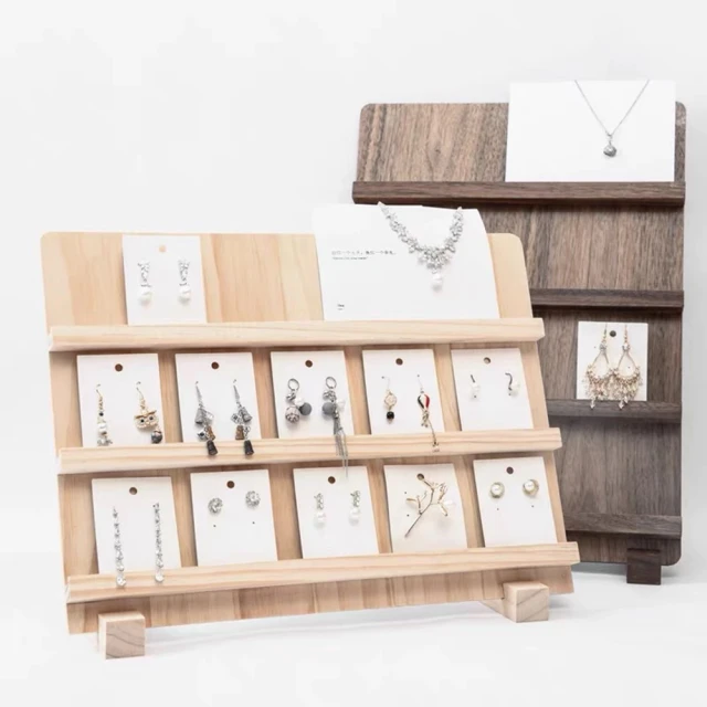 無名精選 木質耳環展示-胡桃色-二層(有修邊 台灣製造 網拍