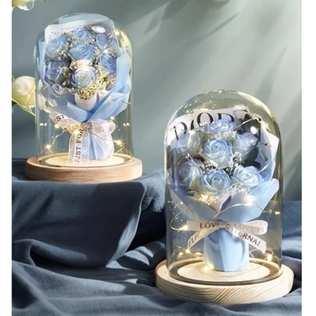 無名精選 永生花 玻璃罩 花盅-小(不含花 展示盒 桌面擺件)