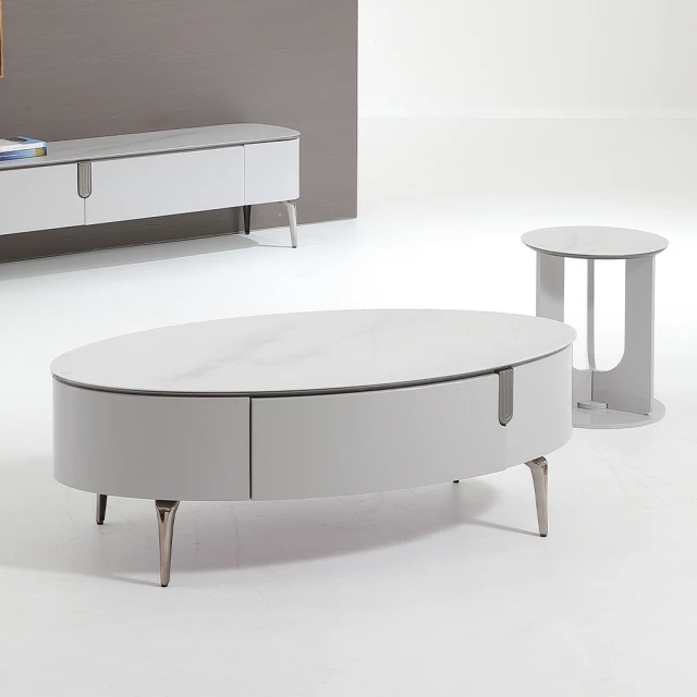 Josie 烤漆茶几 黑白金3色鋼化玻璃客廳茶几 120X6