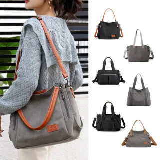 【Haoner】交換禮物 大容量側背包 媽媽包 斜背包 帆布包(托特包 肩背包 女包 手提包 通勤包)